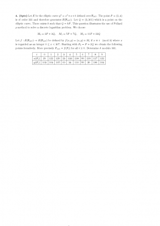 Elliptic Curves in Cryptography Second Midterm Exam Questions
