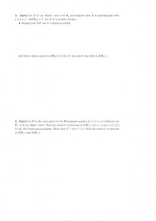 Elliptic Curves in Cryptography Second Midterm Exam Questions