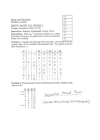 Fundamentals of Mathematics First Midterm Exam Questions