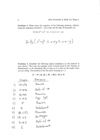 Fundamentals of Mathematics First Midterm Exam Questions