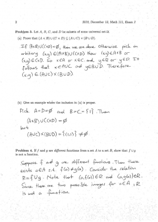 Fundamentals of Mathematics Second Midterm Exam Questions