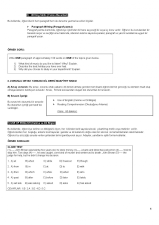 Amasya Üniversitesi İngilizce Hazırlık Muafiyet Soruları