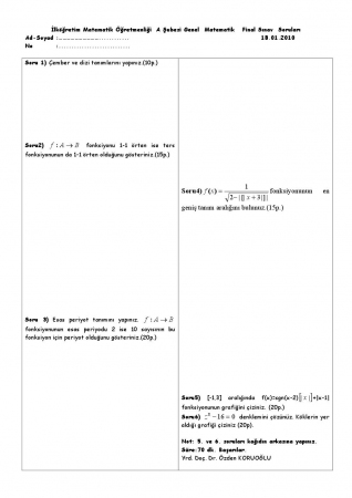 Genel Matematik Final Soruları 2010