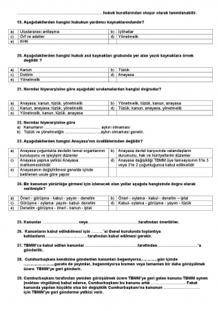 Genel Hukuk Dersi Çalışma Soruları