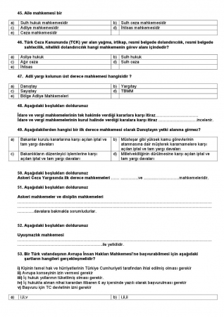 Genel Hukuk Dersi Çalışma Soruları