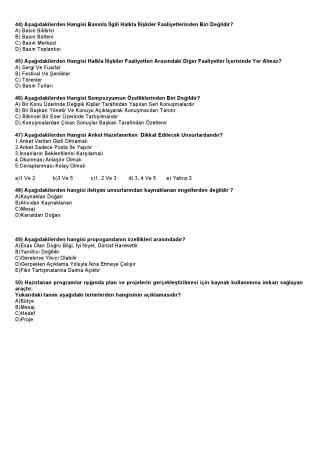 Halkla İlişkiler Dersi Çalışma Soruları - Test