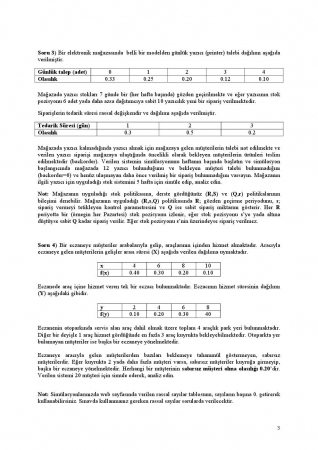 Sistem Simulasyonu Dersi Kısa Sınav Soruları