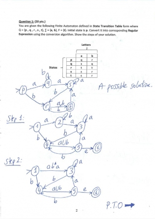 Formal Languages and Automata Theory Final Questions and Solutions