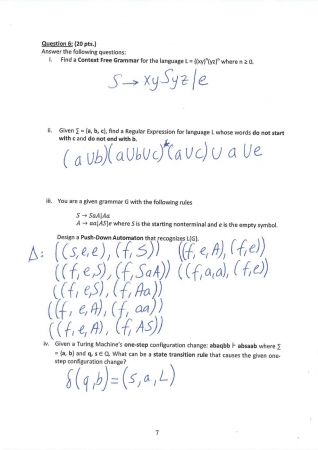 Formal Languages and Automata Theory Final Questions and Solutions