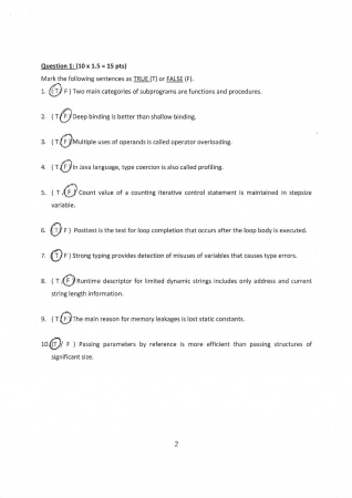 Programming Languages Second Midterm Exam Questions