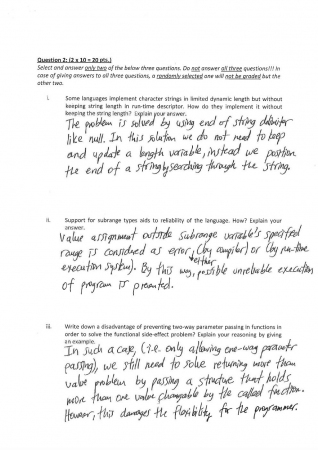 Programming Languages Second Midterm Exam Questions