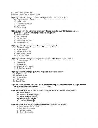 Kamu Maliyesi Dersi Final Çalışma Soruları