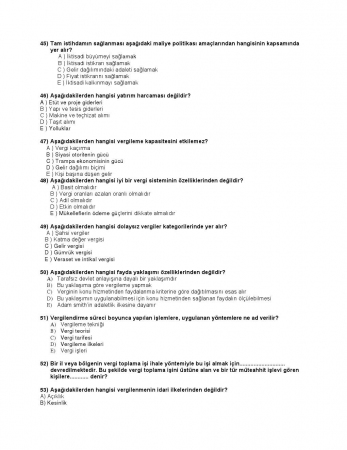 Kamu Maliyesi Dersi Final Çalışma Soruları