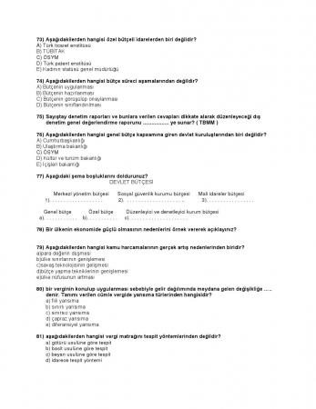 Kamu Maliyesi Dersi Final Çalışma Soruları