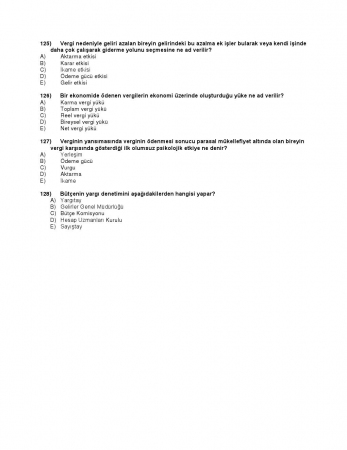 Kamu Maliyesi Dersi Final Çalışma Soruları