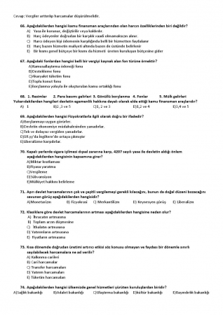 Kamu Maliyesi Dersi Vize Çalışma Soruları