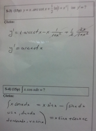 Matematik -1 Final Soruları - Teknoloji Fakültesi