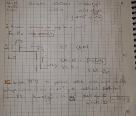 Fizik -1 Final Çalışma Soruları ve Çözümleri