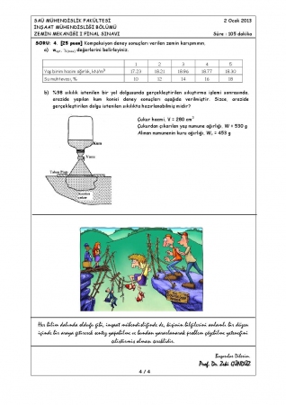 Zemin Mekaniği -1 Final Soruları - İnşaat Mühendisliği