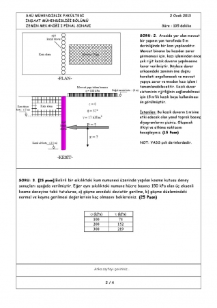 Zemin Mekaniği -1 Final Soruları - İnşaat Mühendisliği