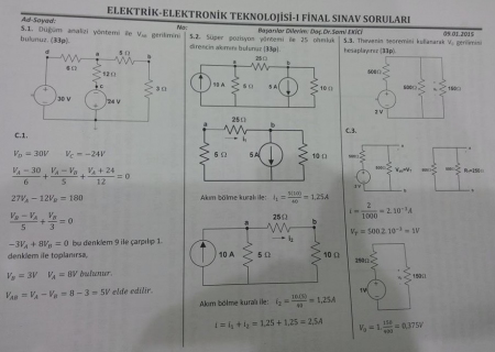 Elektrik Elektronik Teknolojisi -1 Final Soruları ve Cevapları