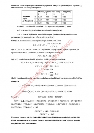 İstatistik Dersi Final Soruları ve Cevapları (D-Grubu)