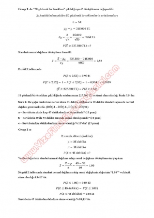 İstatistik Dersi Final Soruları ve Cevapları (D-Grubu)