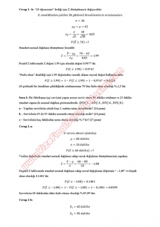 İstatistik Dersi Final Soruları ve Cevapları (C-Grubu)