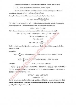 İstatistik Dersi Final Soruları ve Cevapları (C-Grubu)