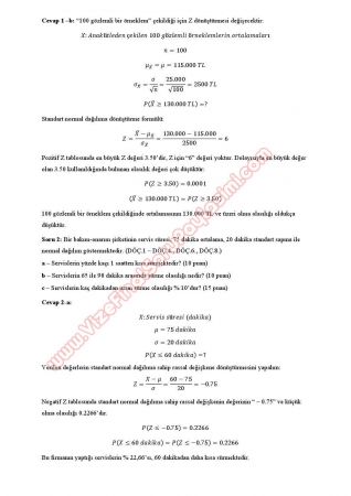 İstatistik Dersi Final Soruları ve Cevapları (A-Grubu)
