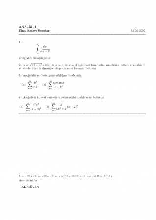Analiz 2 Final Soruları