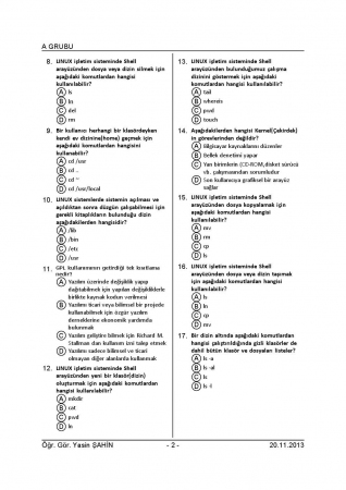 Açık Kaynak İletişim Sistemleri Vize Soruları 2013