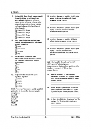 Açık Kaynak İletişim Sistemleri Final Soruları 2013