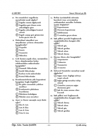 Sensörler Dersi Final Soruları 2014