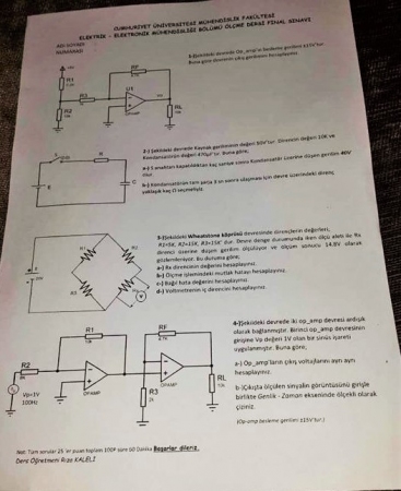 Elektrik Ölçme Tekniği Dersi Final Soruları