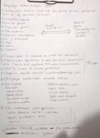 Bilgisayar Mühendisliğine Giriş Final Soruları ve Cevapları - 2016