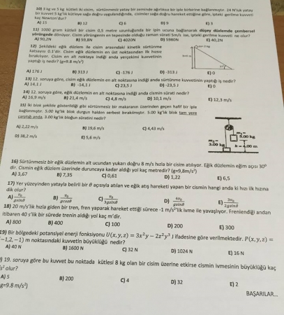 Fizik -1 Final Soruları - 2015 / 2016