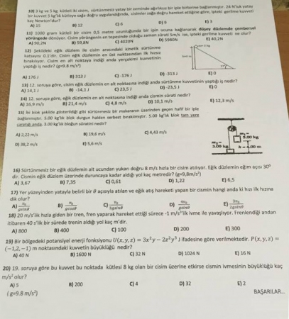 Fizik -1 Final Soruları - 2015 / 2016