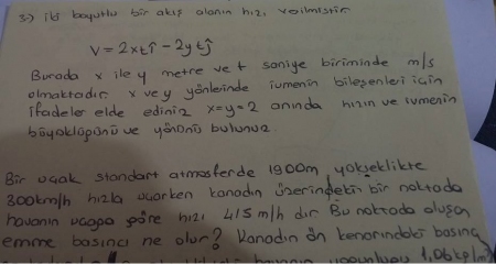 Akışkanlar Mekaniği -1 Final Soruları - 2016