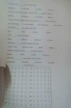 İngilizce -1 Final Soruları 2015 / 2016 (20 Soru)
