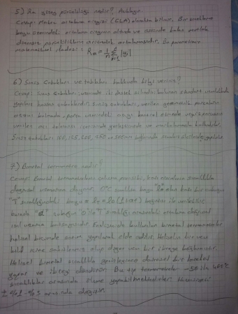 Endüstriyel Ölçme Tekniği Final Çalışma Soruları ve Cevapları