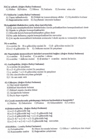 Biyokimya -1 Vize Soruları - Veterinerlik Fakültesi