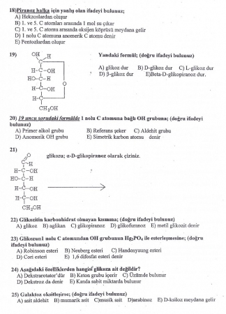 Biyokimya -1 Vize Soruları - Veterinerlik Fakültesi