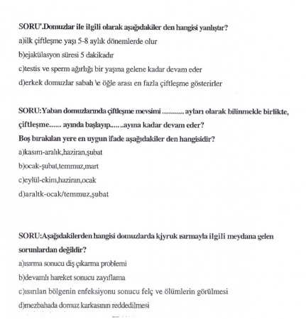 Hayvan Davranışları Dersi Final Soruları