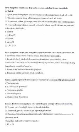 Genel Parazitoloji Dersi Vize Soruları