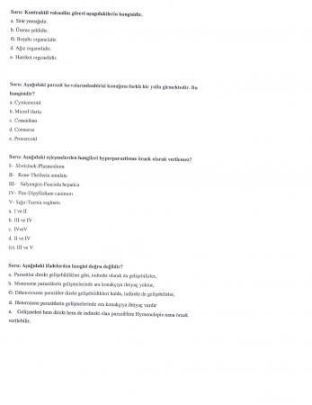 Genel Parazitoloji Vize Soruları ve Cevapları
