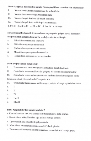 Genel Parazitoloji Vize Soruları ve Cevapları