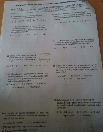 Fizik -2 Vize Soruları  (Test) - 20.04.2015