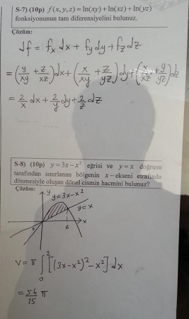 Matematik -2 Vize Soruları ve Çözümleri - 2015