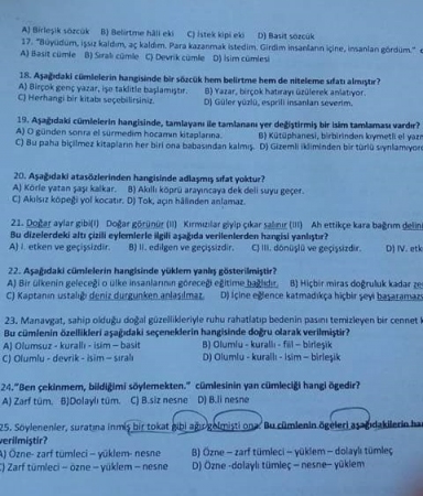 Türk Dili -2 Vize Soruları - 2016